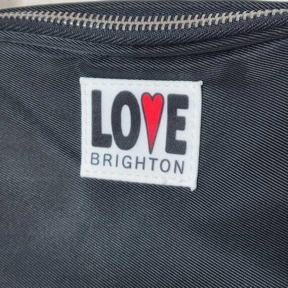 NWT Brighton LOVE Essentials Black Red Heart Dual Zip Nylon Crossbody Bag Purse - Picture 3 of 12